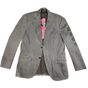 4YOU Scandinavia Men's Chocolate Brown Pinstripe Statement Jacket